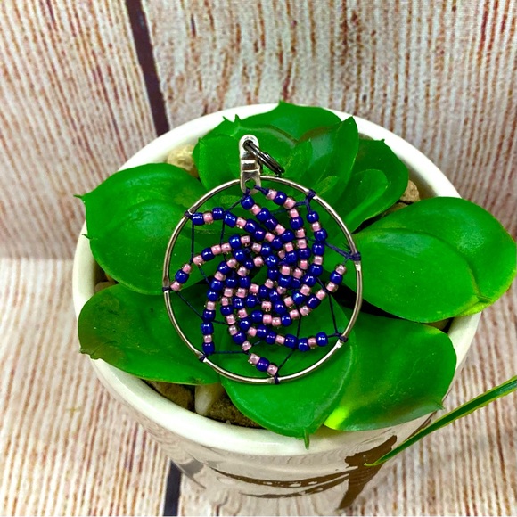 Dream Catcher Charm Beaded Purple & Baby Pink Jewerly Making Supplies - Picture 2 of 4